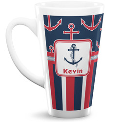 Nautical Anchors & Stripes Latte Mug (Personalized)