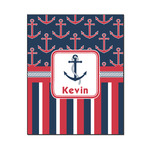 Nautical Anchors & Stripes Wood Print - 16x20 (Personalized)