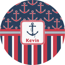 Nautical Anchors & Stripes Multipurpose Round Labels - 2" (Personalized)