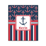 Nautical Anchors & Stripes Wood Print - 20x24 (Personalized)