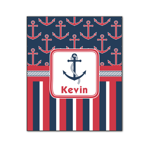 Custom Nautical Anchors & Stripes Wood Print - 20x24 (Personalized)