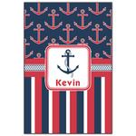 Nautical Anchors & Stripes Wood Print - 20x30 (Personalized)