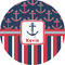 Nautical Anchors & Stripes 5" Multipurpose Round Label - Single Sticker