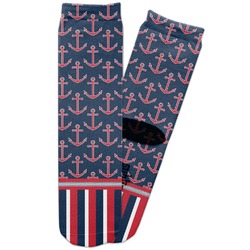 Nautical Anchors & Stripes Adult Crew Socks