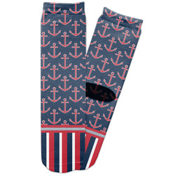 Nautical Anchors & Stripes Adult Crew Socks