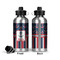 Nautical Anchors & Stripes Aluminum Water Bottle - Front and Back