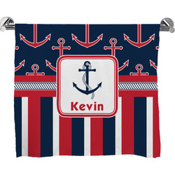 Nautical Anchors & Stripes Bath Towel (Personalized)