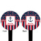 Nautical Anchors & Stripes Black Plastic 4" Food Pick - Round - Double Sided - Front & Back