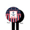 Nautical Anchors & Stripes Black Plastic 4" Food Pick - Round - Single Sided - Front & Back