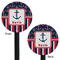 Nautical Anchors & Stripes Black Plastic 5.5" Stir Stick - Double Sided - Round - Front & Back