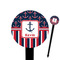 Nautical Anchors & Stripes Black Plastic 6" Food Pick - Round - Closeup