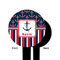 Nautical Anchors & Stripes Black Plastic 6" Food Pick - Round - Single Sided - Front & Back