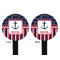 Nautical Anchors & Stripes Black Plastic 7" Stir Stick - Double Sided - Round - Front & Back