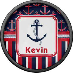 Nautical Anchors & Stripes Cabinet Knob (Black) (Personalized)