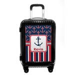 Nautical Anchors & Stripes Carry On Hard Shell Suitcase (Personalized)