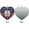 Nautical Anchors & Stripes Ceramic Flat Ornament - Heart Front & Back (APPROVAL)