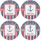 Nautical Anchors & Stripes Coaster Round Rubber Back - Apvl