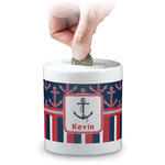 Nautical Anchors & Stripes Coin Bank (Personalized)