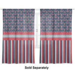 Nautical Anchors & Stripes Curtain Panel - Custom Size