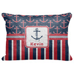 Nautical Anchors & Stripes Decorative Baby Pillowcase - 16"x12" w/ Name or Text