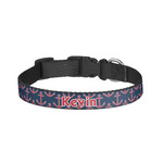 Nautical Anchors & Stripes Dog Collar - Small (Personalized)