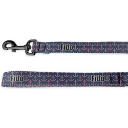 Nautical Anchors & Stripes Dog Leash - 6 ft (Personalized)