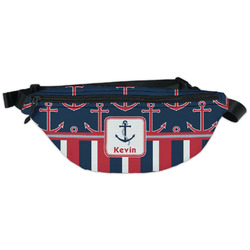 Nautical Anchors & Stripes Fanny Pack - Classic Style (Personalized)