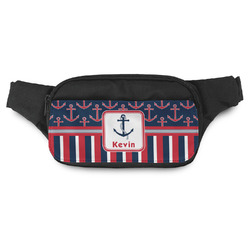 Nautical Anchors & Stripes Fanny Pack - Modern Style (Personalized)