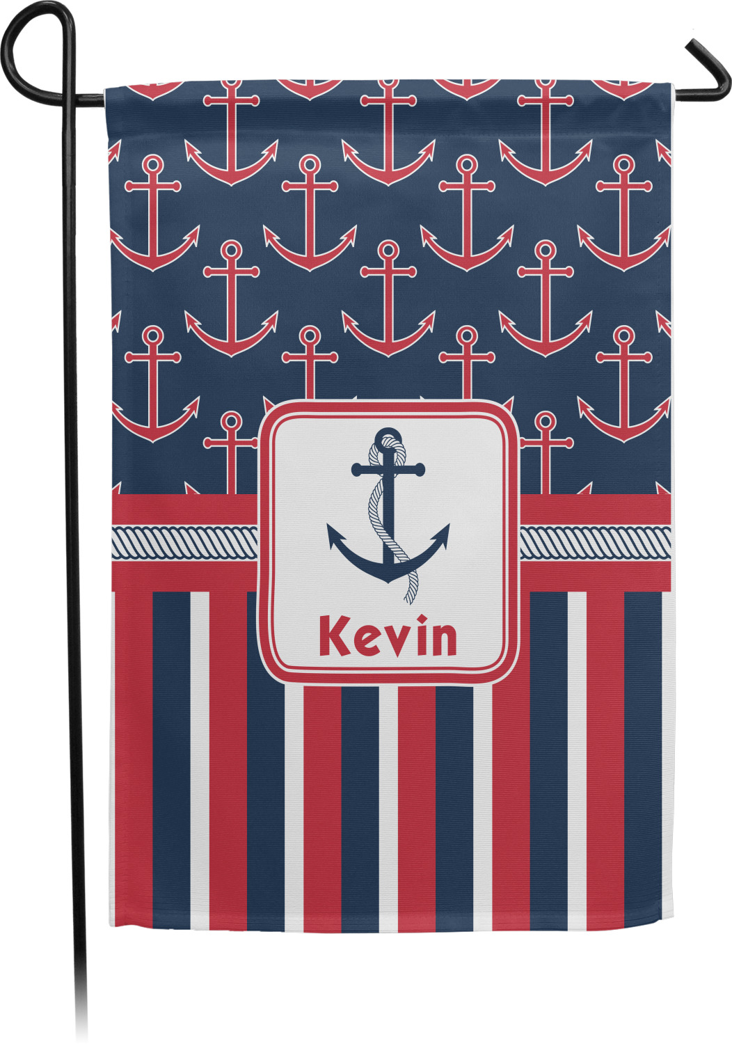 Nautical Anchors & Stripes Garden Flag - Single or Double Sided ...