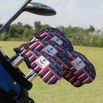 Nautical Anchors & Stripes Golf Club Iron Cover - Set of 9 (Personalized)