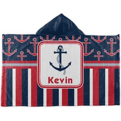 Nautical Anchors & Stripes Kids Hooded Towel (Personalized)