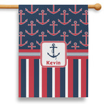 Nautical Anchors & Stripes 28" House Flag (Personalized)