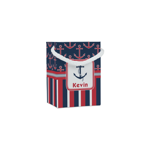 Custom Nautical Anchors & Stripes Jewelry Gift Bags - Matte (Personalized)