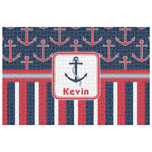 Custom Nautical Anchors & Stripes Jigsaw Puzzle - 1000-piece (Personalized)