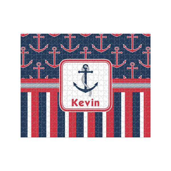 Custom Nautical Anchors & Stripes 500 pc Jigsaw Puzzle (Personalized)