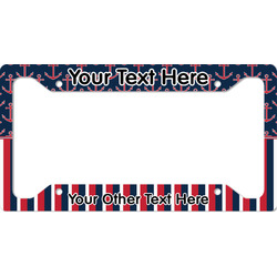 Nautical Anchors & Stripes License Plate Frame (Personalized)