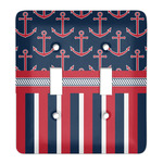 Nautical Anchors & Stripes Light Switch Cover (2 Toggle Plate)