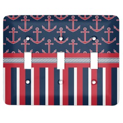 Nautical Anchors & Stripes Light Switch Cover (3 Toggle Plate)