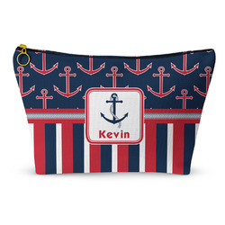 Nautical Anchors & Stripes Makeup Bag - Large - 12.5"x7" (Personalized)