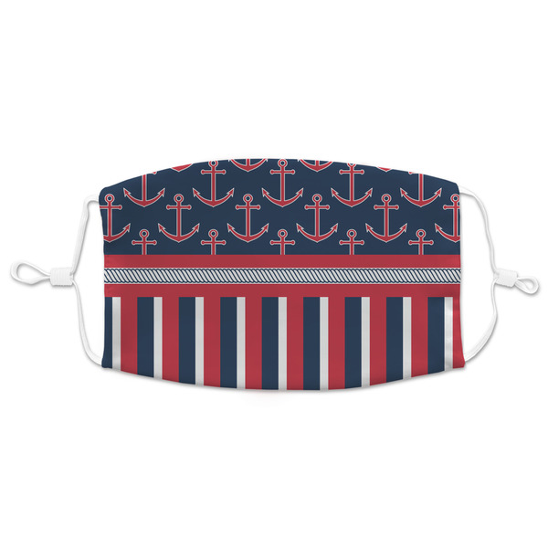 Custom Nautical Anchors & Stripes Adult Cloth Face Mask - XLarge