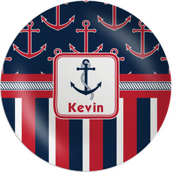 Nautical Anchors & Stripes Melamine Salad Plate - 8" (Personalized)