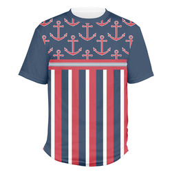 Nautical Anchors & Stripes Men's Crew T-Shirt - X Large