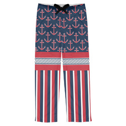 Nautical Anchors & Stripes Mens Pajama Pants - L