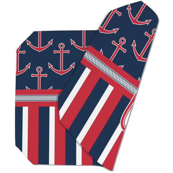 Custom Nautical Anchors & Stripes Dining Table Mat - Octagon (Double-Sided) w/ Name or Text