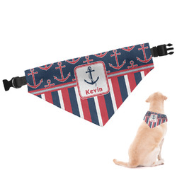 Nautical Anchors & Stripes Dog Bandana - Large (Personalized)