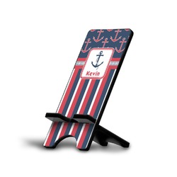 Nautical Anchors & Stripes Cell Phone Stand (Large) (Personalized)