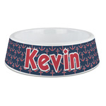 Nautical Anchors & Stripes Plastic Dog Bowl - Large (Personalized)