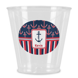 Nautical Anchors & Stripes Plastic Shot Glass (Personalized)