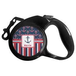 Nautical Anchors & Stripes Retractable Dog Leash - Large (Personalized)