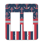 Nautical Anchors & Stripes Rocker Style Light Switch Cover - Two Switch